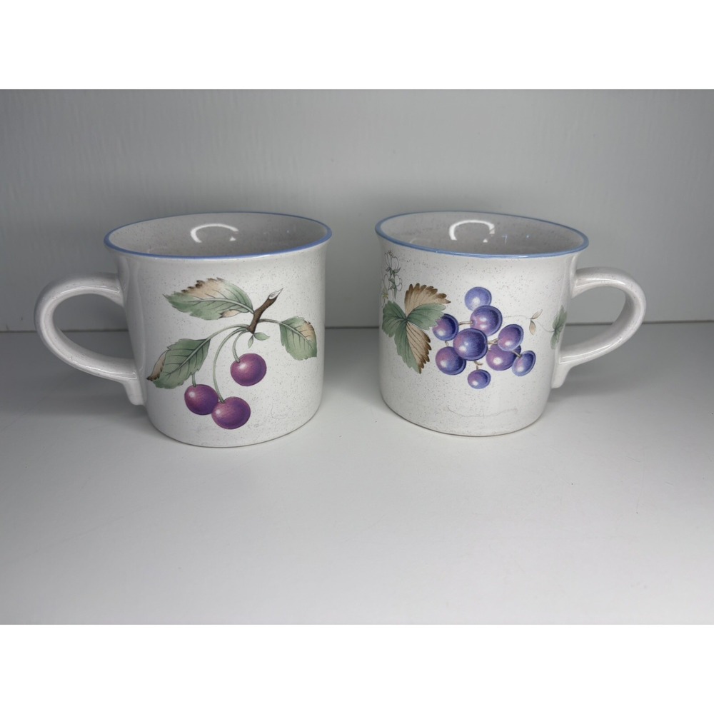Mikasa Savoir Vivre Luscious Grapes Set Of 2 Coffee Tea Mugs Cups -A-
